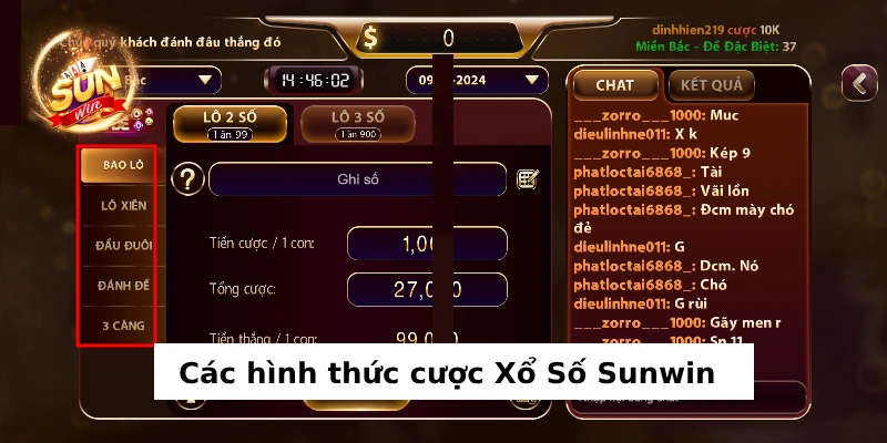 Các hình thức xổ số Sunwin